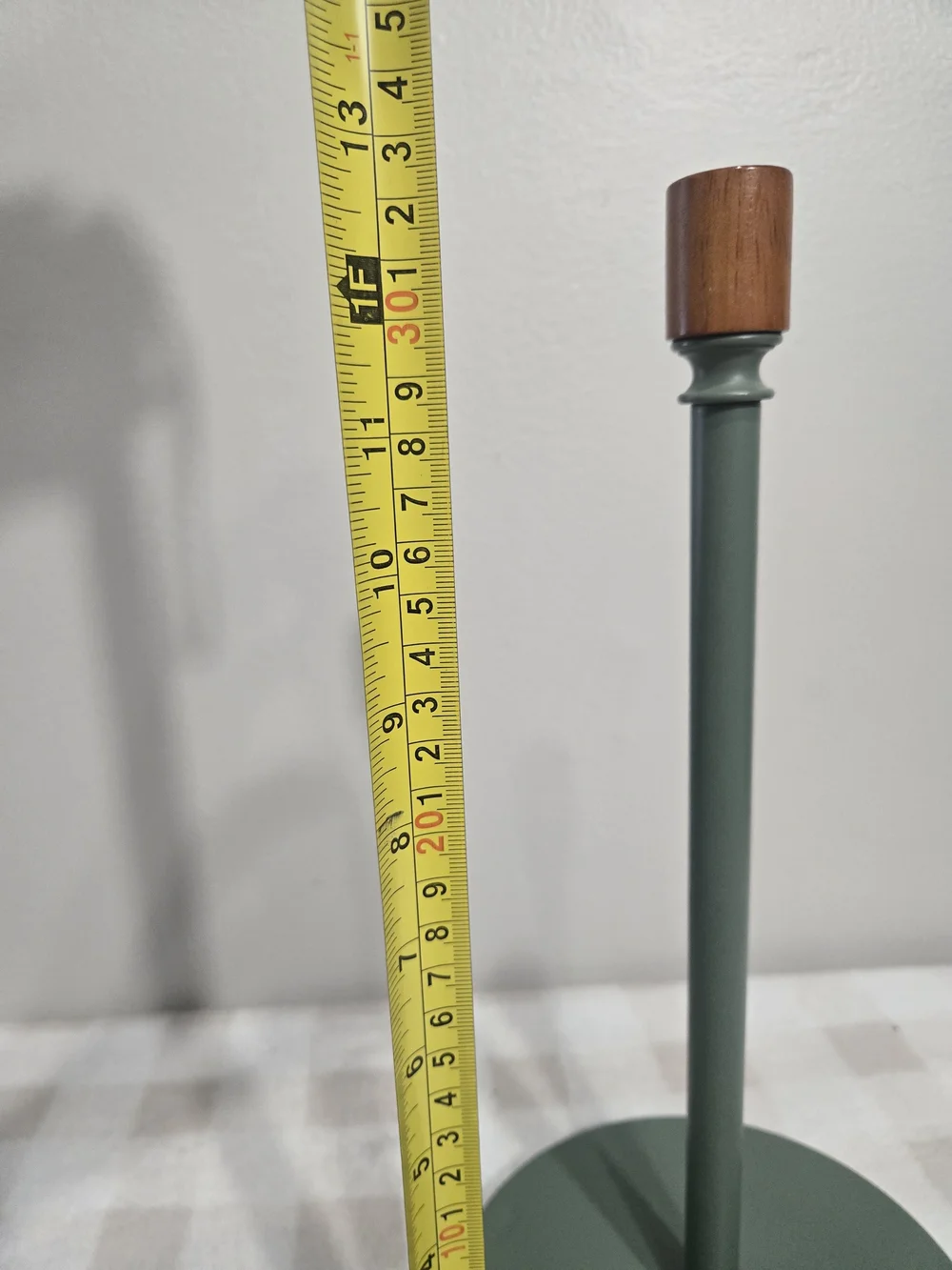 Umbra Modern Green Wood Taper Candle Holder w/ Brown Top, 13 in Round